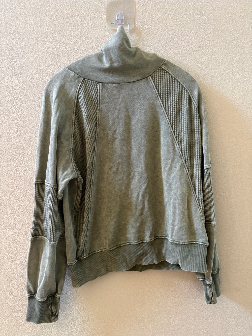 Evereve Washed Sage Green Women's Funnel Neck Sweatshirt